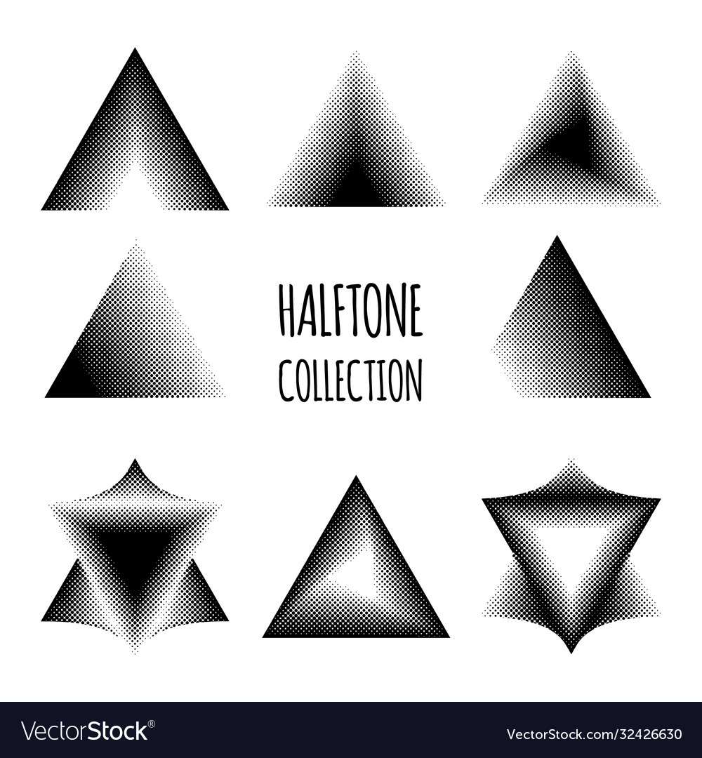 Abstract triangle halftone pattern collection vector image Abstract triangle halftone pattern collection
