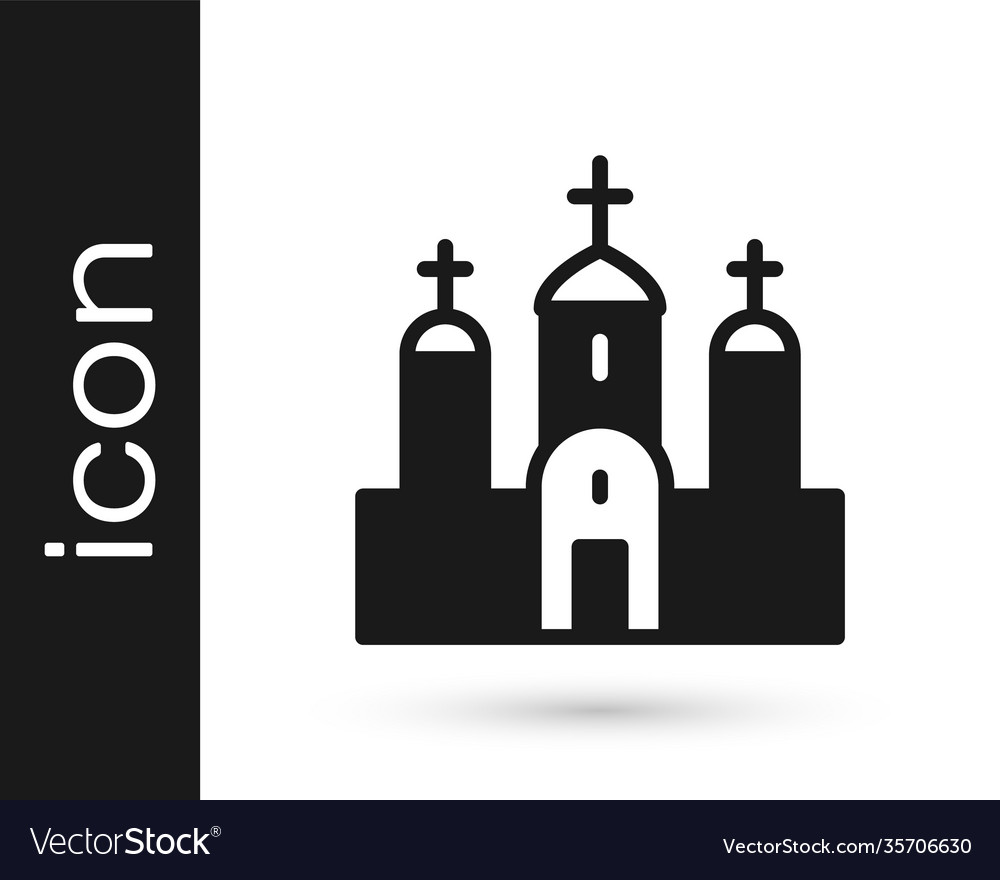 Black church building icon isolated on white Vector Image