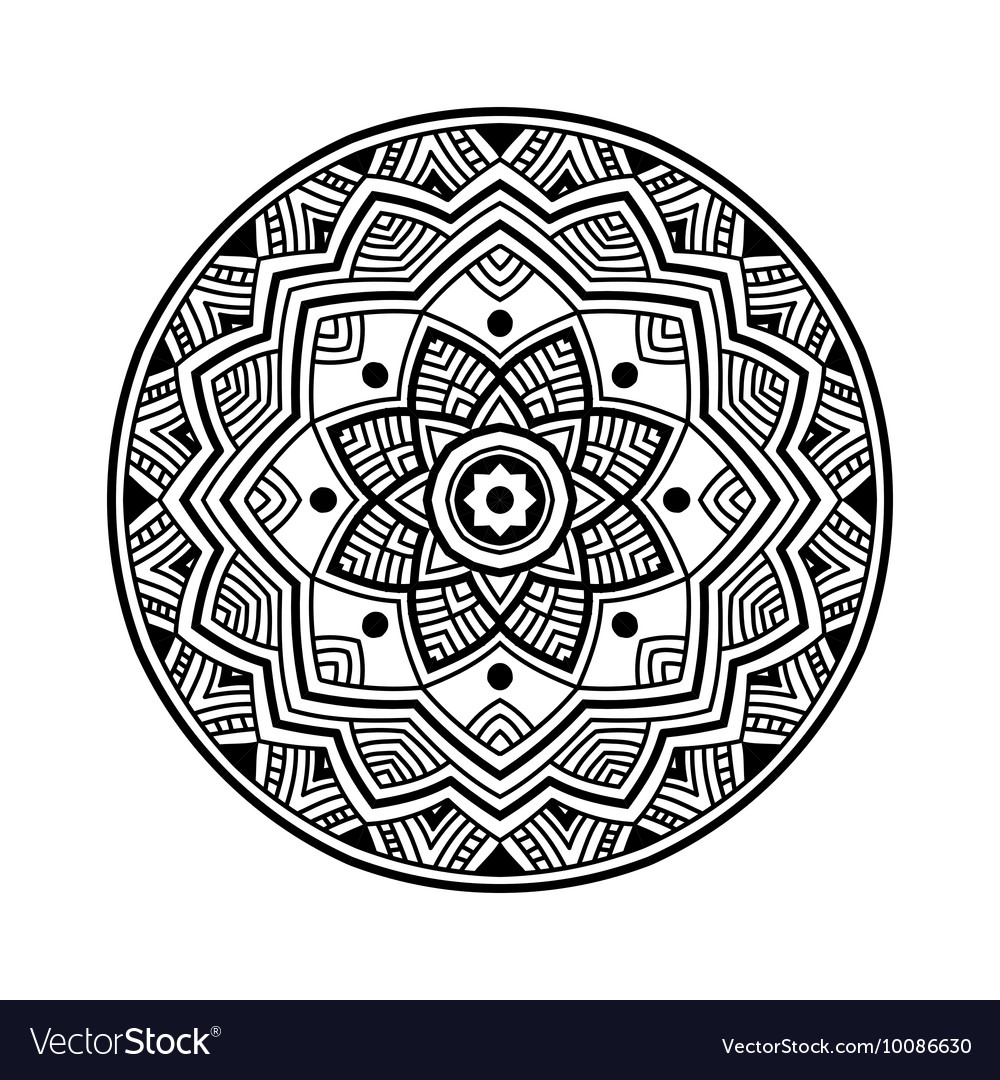 Black circle mandala Royalty Free Vector Image