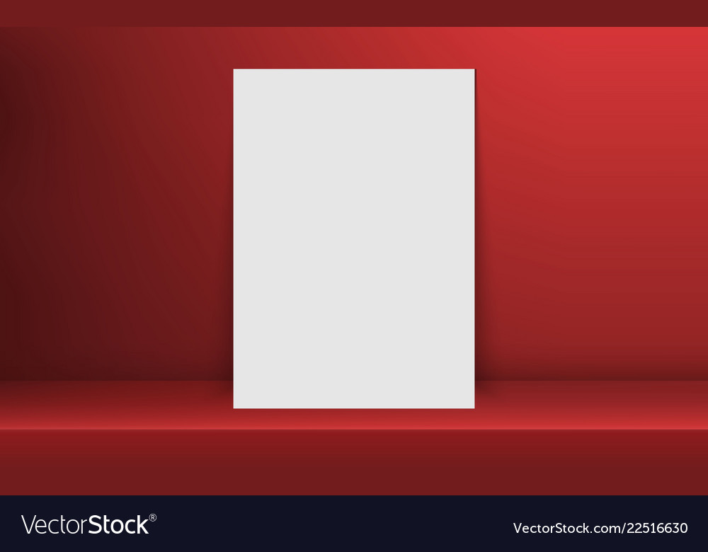 Blank frame in empty white color shelf vector image Blank frame in empty white color shelf