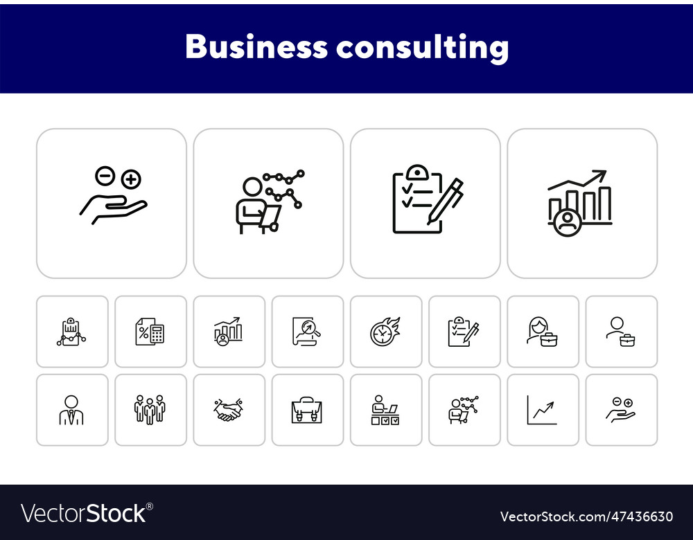 Business consulting line icon set