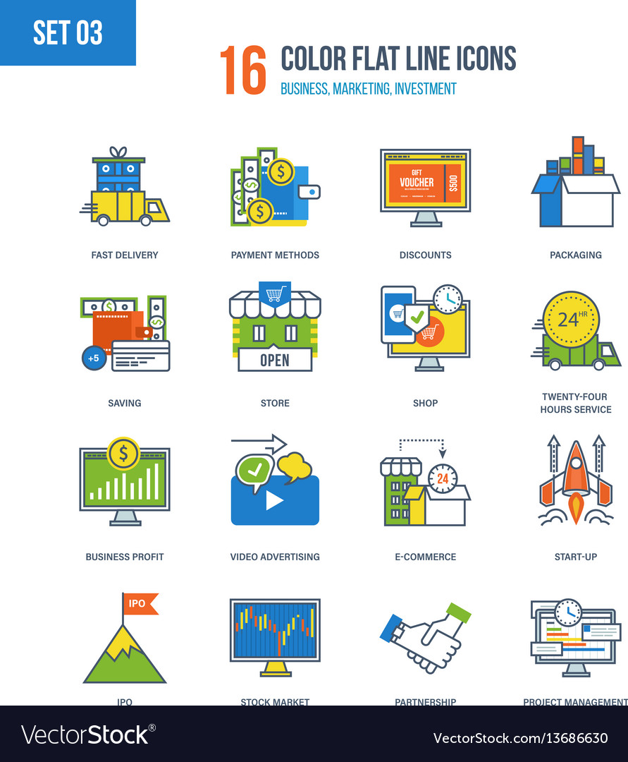 Wirtschaft und Finanzen Linie Icons