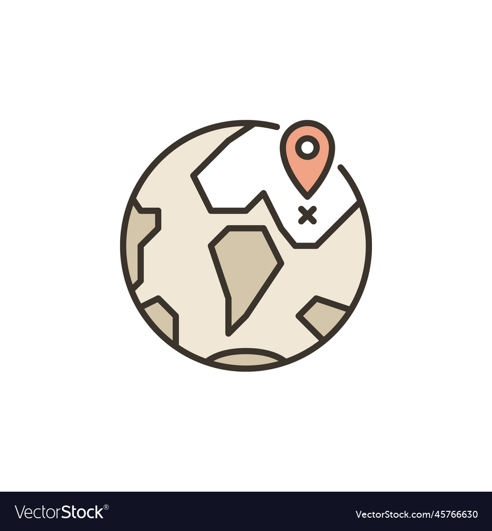 Earth globe with pointer or label colored icon vector image Earth globe with pointer or label colored icon