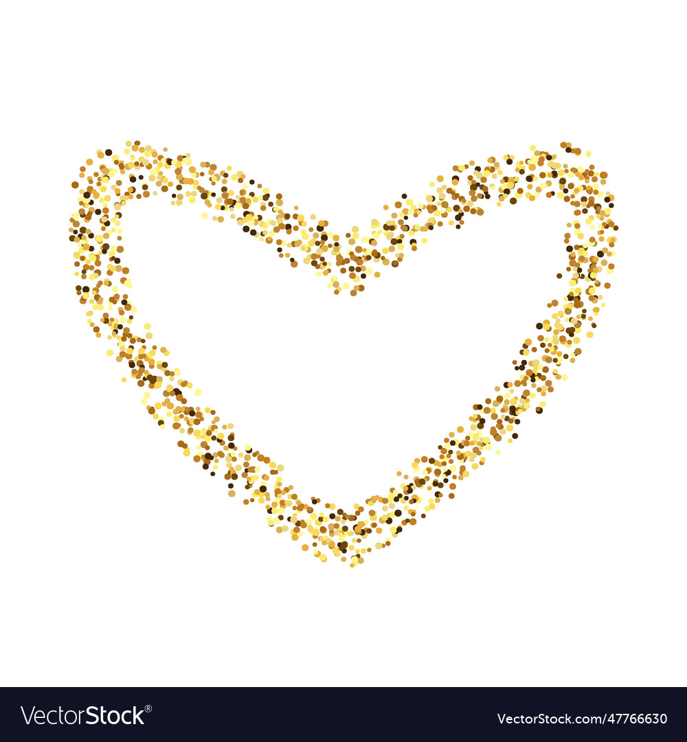 Golden confetti heart frame glowing dotted love Vector Image