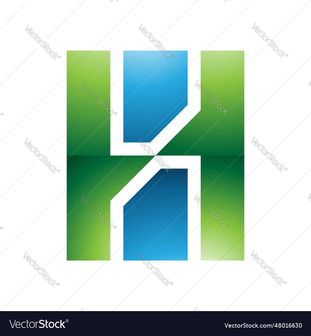 Green and blue glossy letter h icon with vertical Vector Image