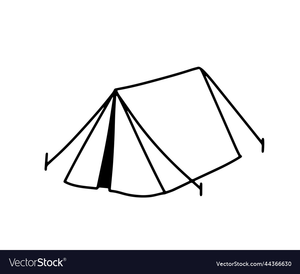 Hand drawn camping tent doodle icon Royalty Free Vector