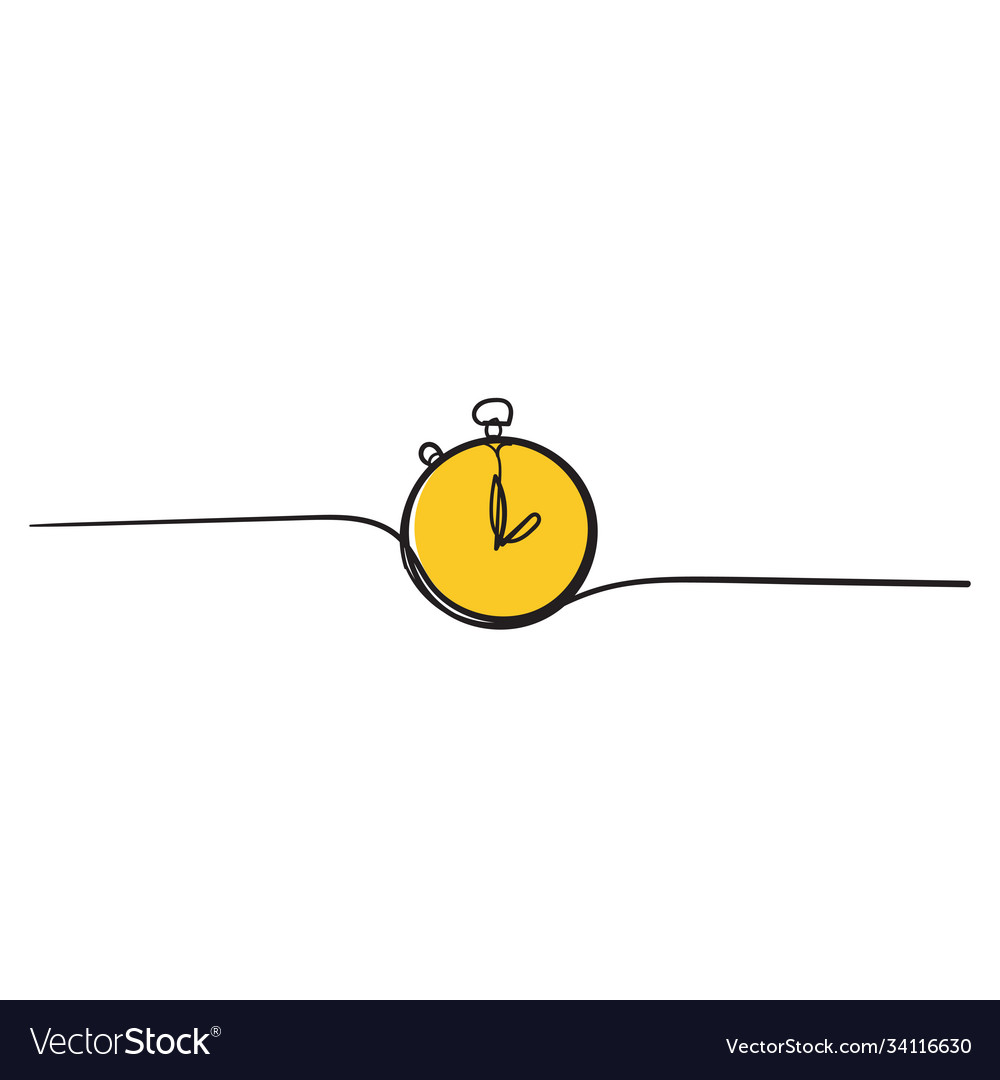 Hand drawn simple set time related line icons vector image Hand drawn simple set time related line icons
