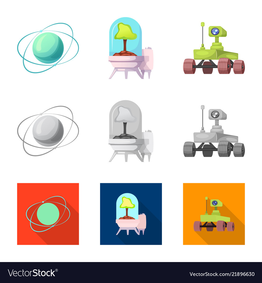 Isolated object of mars and space sign set vector image Isolated object of mars and space sign set