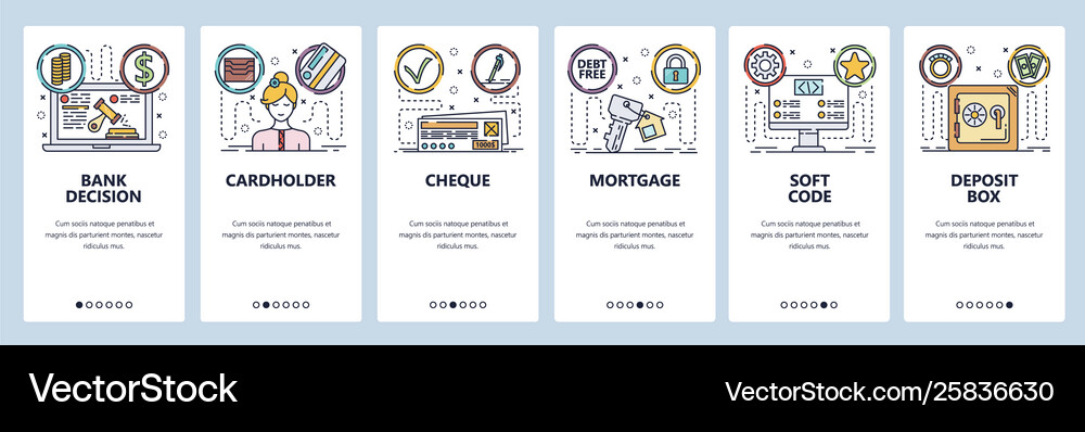 Mobile App Onboarding Screens Banking And Online Vector Image