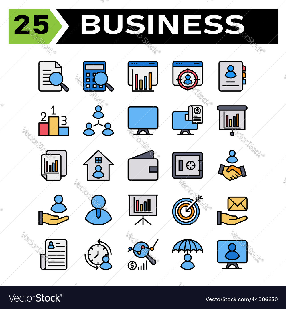 Office business icon set include document search