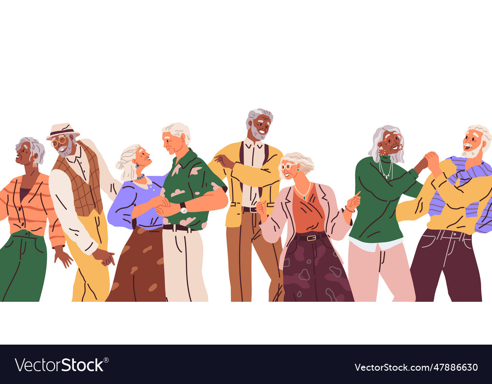 Old people dancing holding