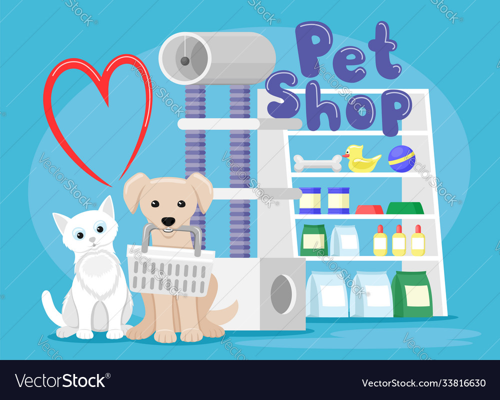 Pet shop on blue background