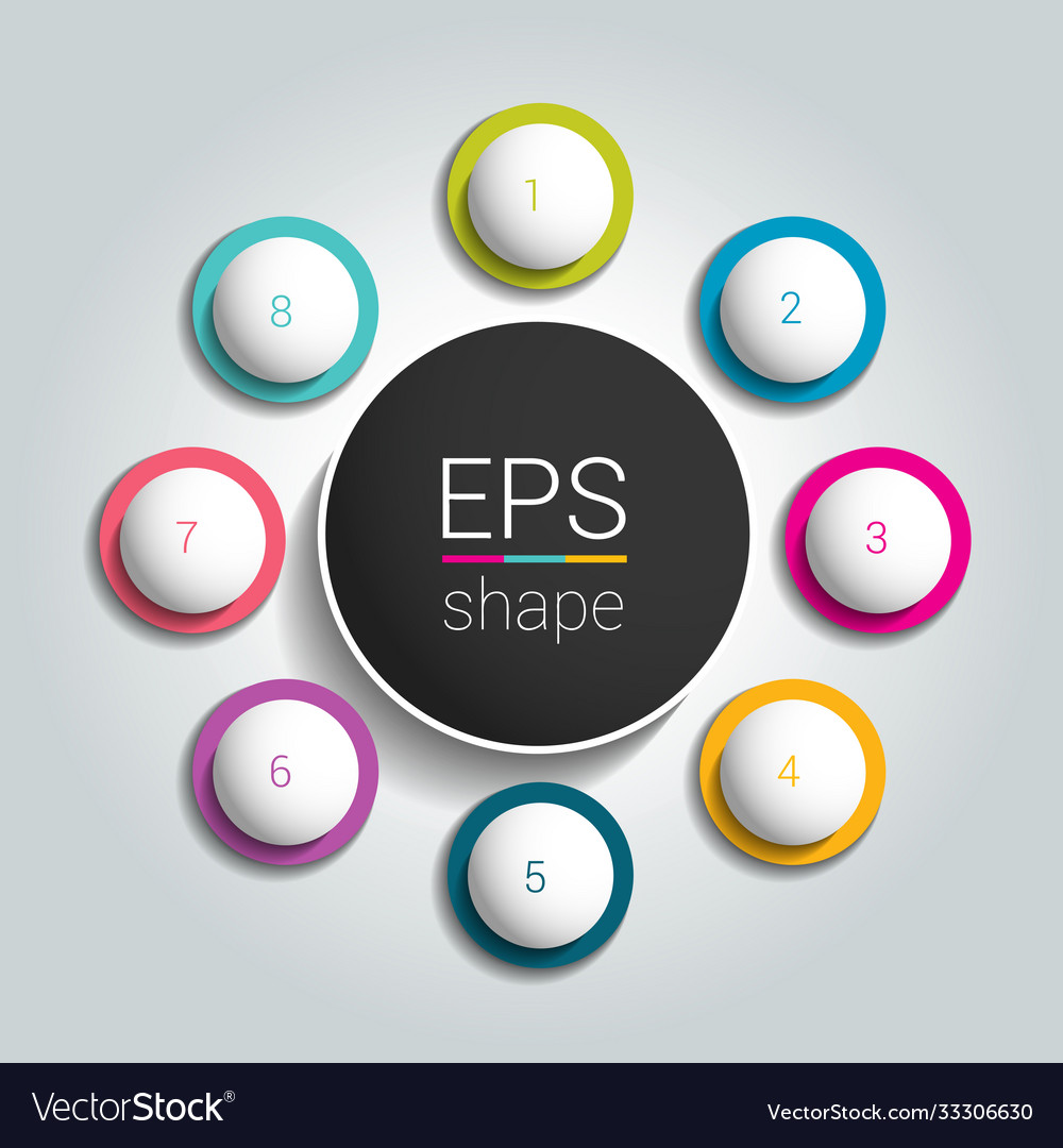 Round infographic 8 steps net flow chart diagram