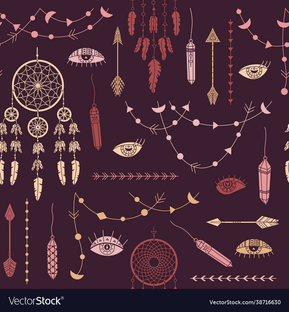 Seamless pattern with boho bohemian background