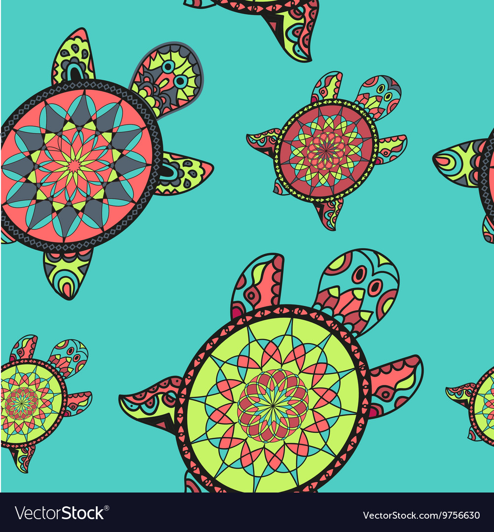 Seamless tortoise pattern in oriental style Vector Image