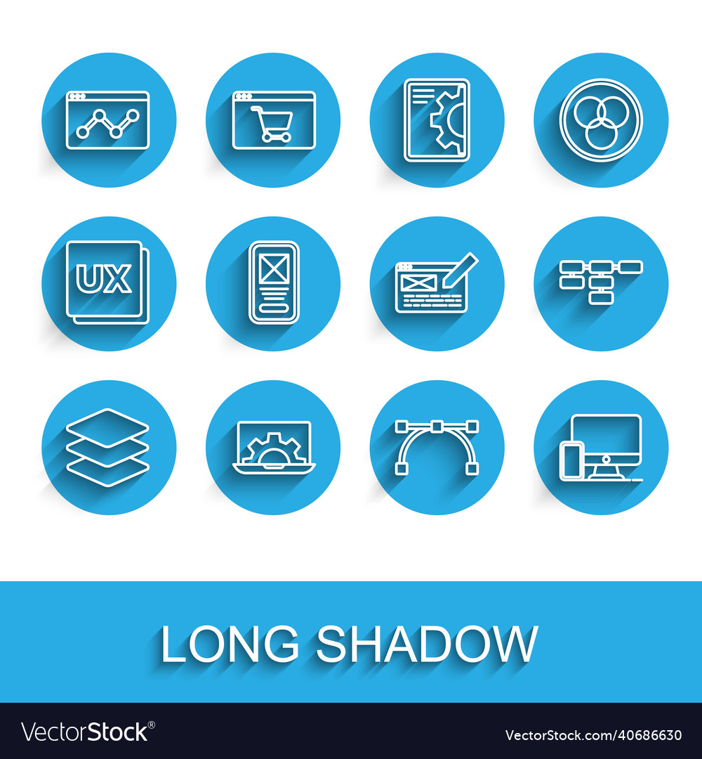 Set line layers web development website vector image Set line layers web development website