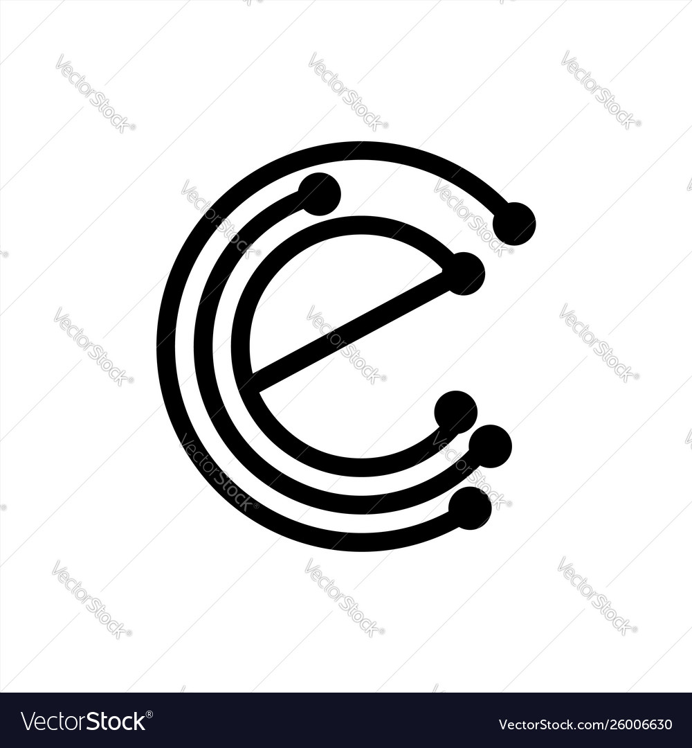 Simple e cce cec initials geometric network line vector image Simple e cce cec initials geometric network line