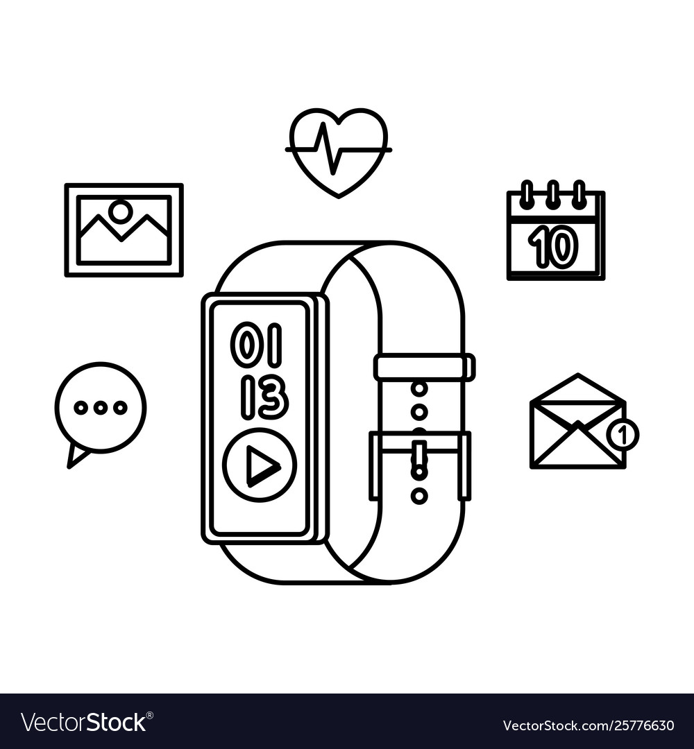 Smartwatch with media player button vector image Smartwatch with media player button