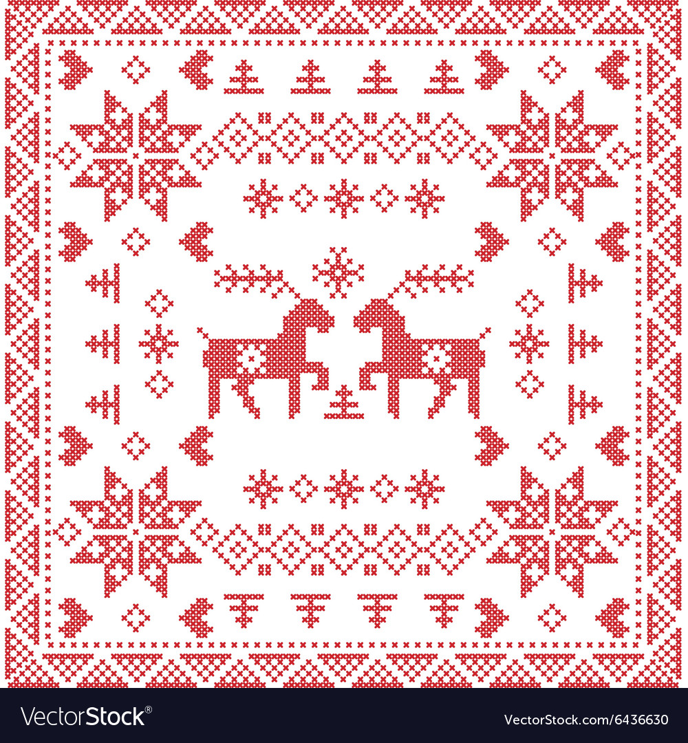 Square scandinavian tile with reindeers