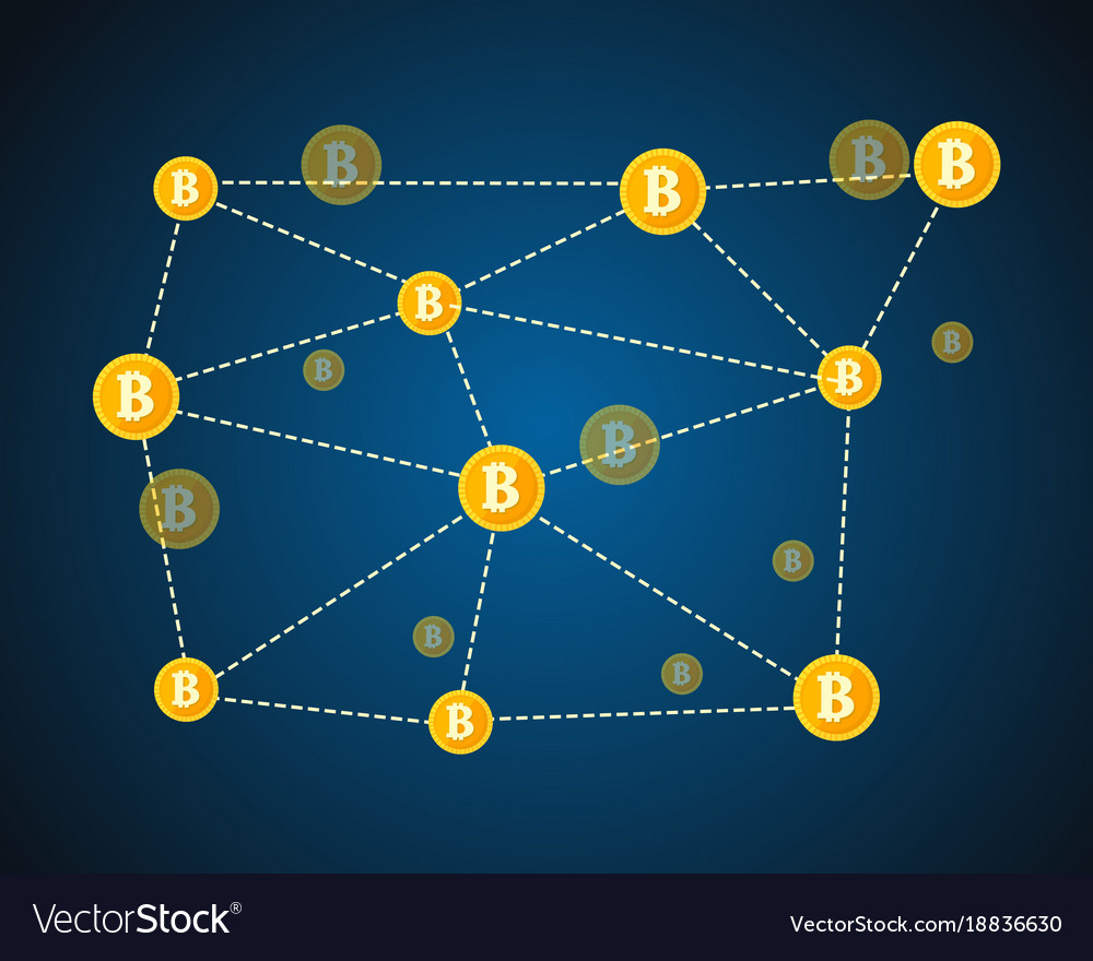 Style block chain world with icons