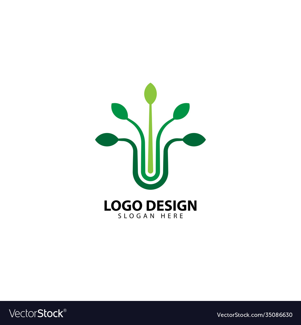 Techno leaf logo design template