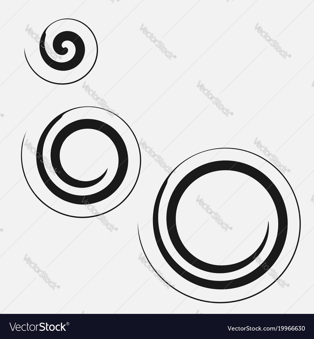 Three circular spirals of different sizes