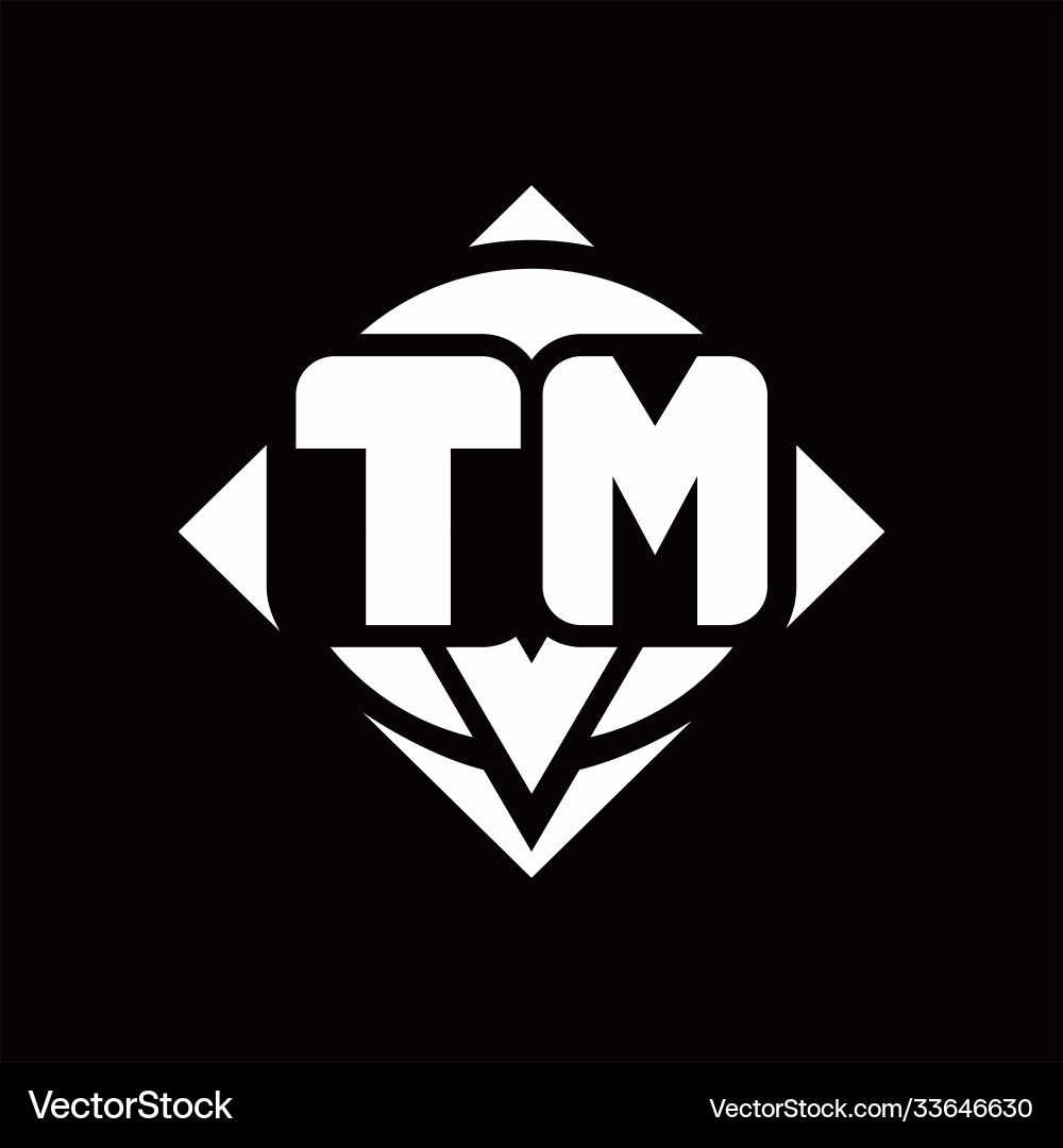 Tm logo monogram with circle shape and square Vector Image