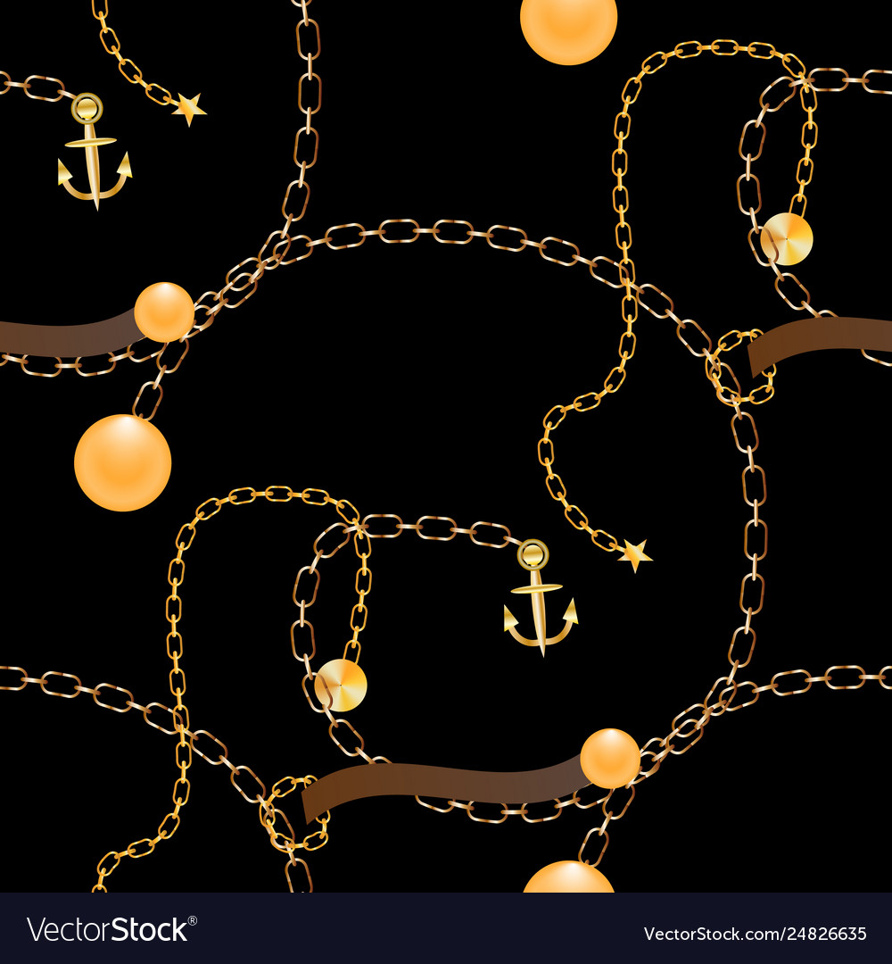 Abstract seamless pattern with golden chains