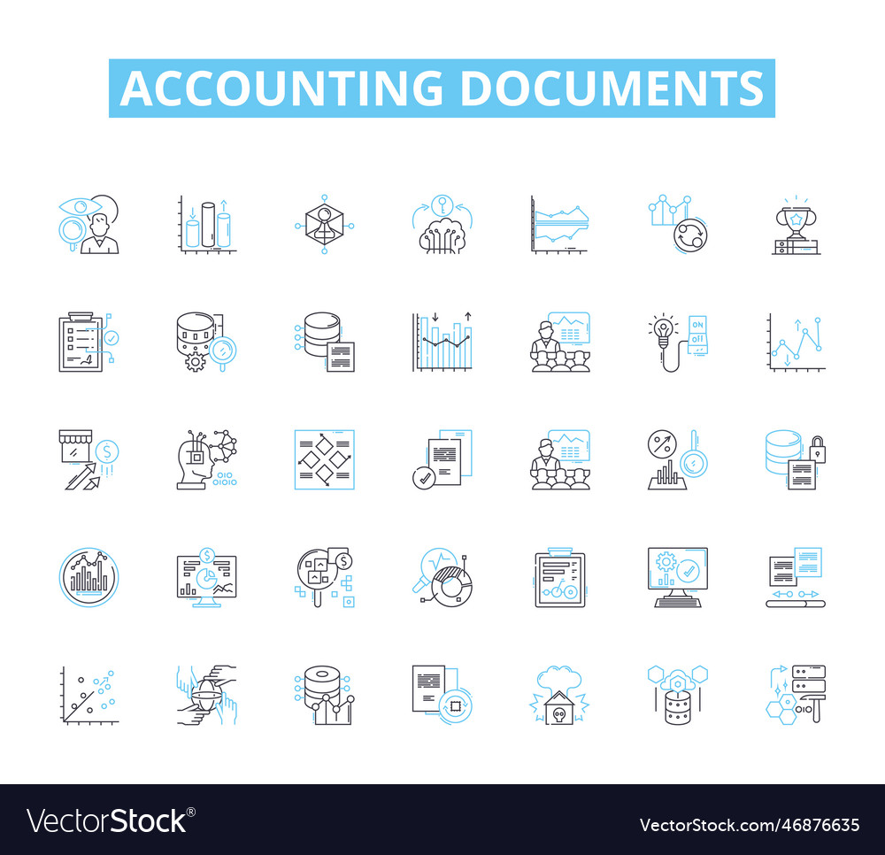 Accounting documents linear icons set ledger Vector Image