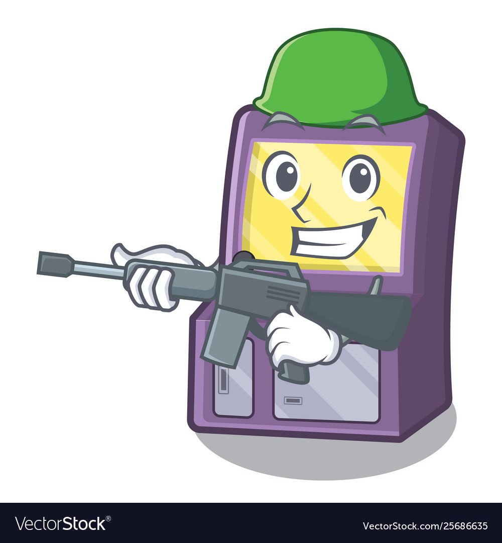 Army arcade machine isolated with character vector image Army arcade machine isolated with character