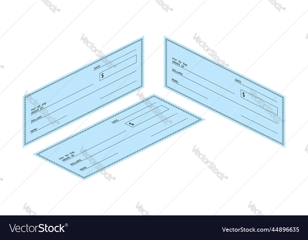 Blank Check Financial Payment Chequebook Vector Image