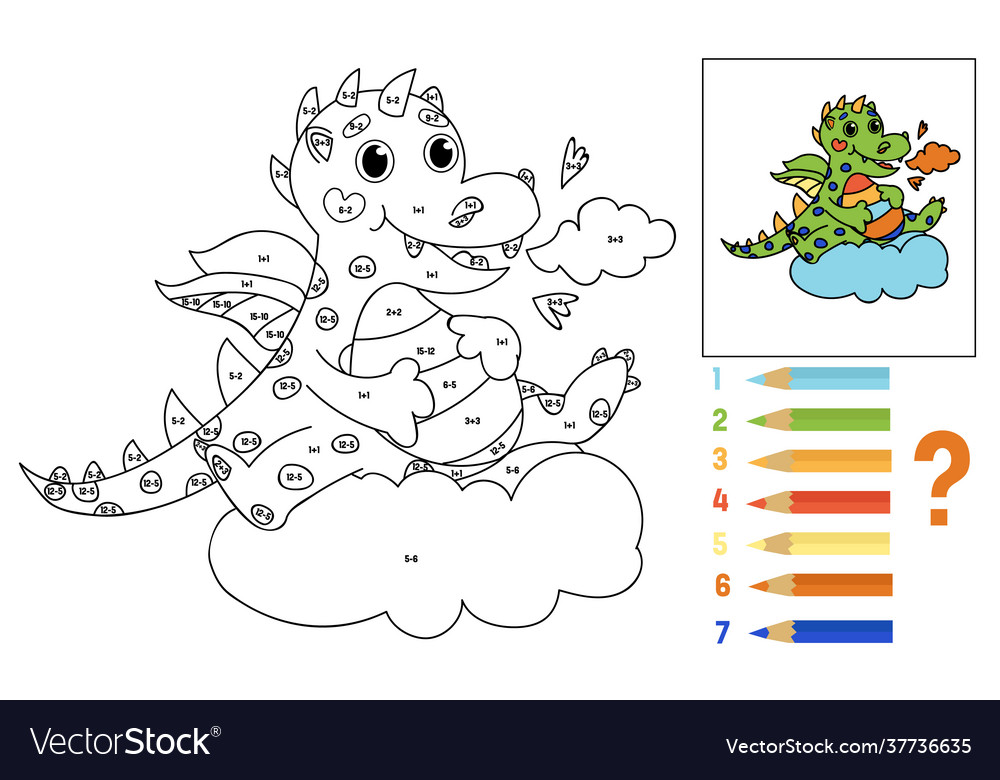 Coloring book for kids math children Royalty Free Vector