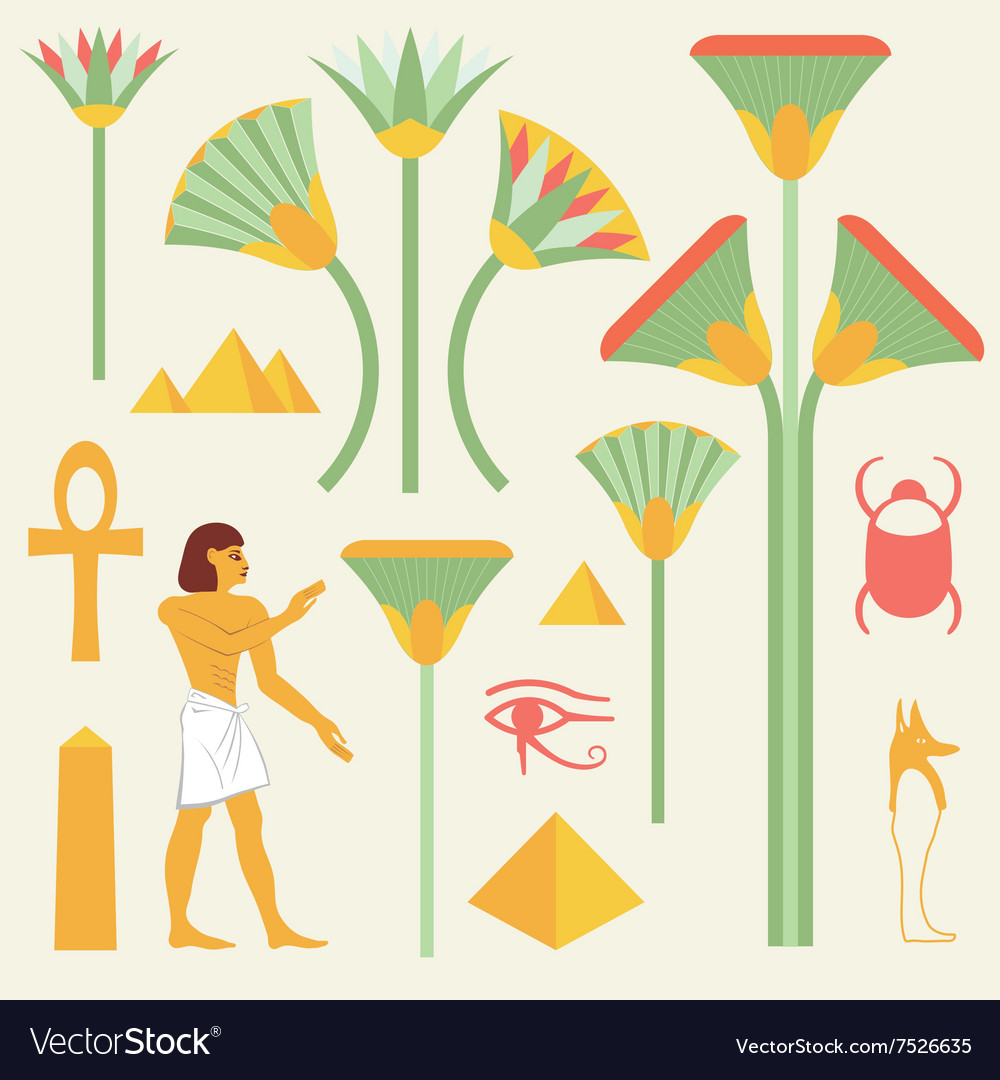 Egyptian symbols and signs Royalty Free Vector Image