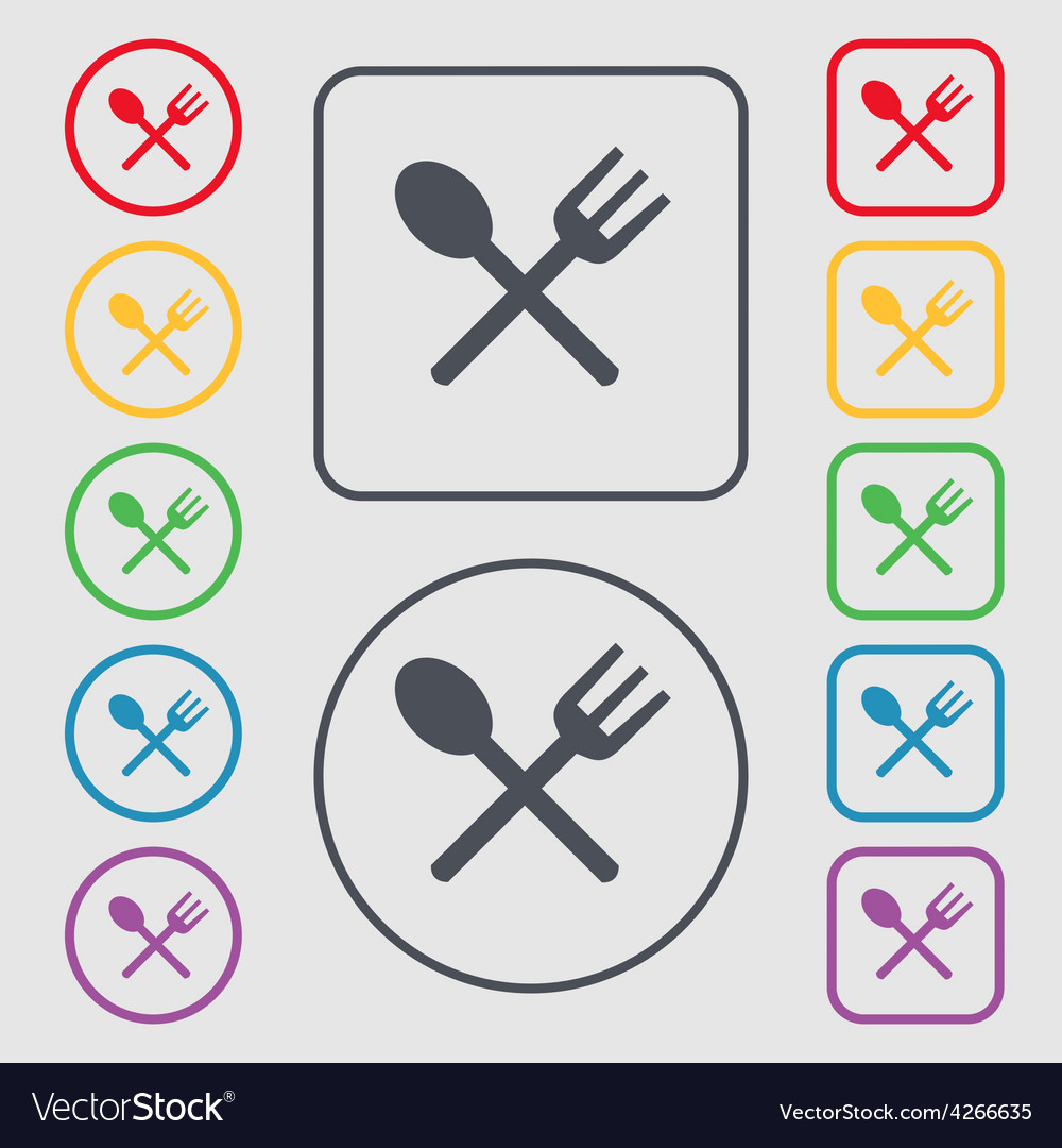 Fork and spoon crosswise cutlery eat icon sign