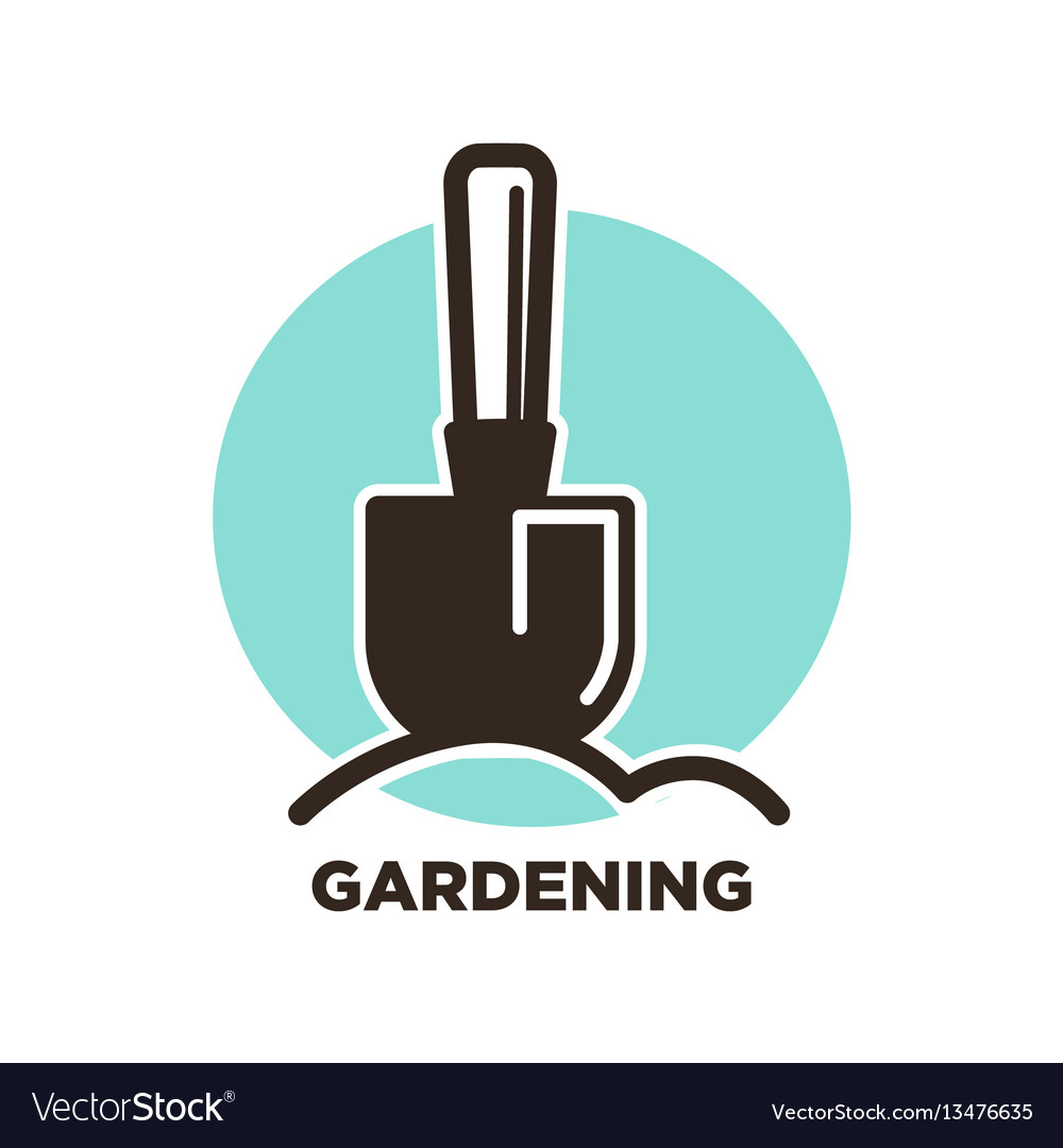 Gardening Logo Design With Spade And Ground On Vector Image