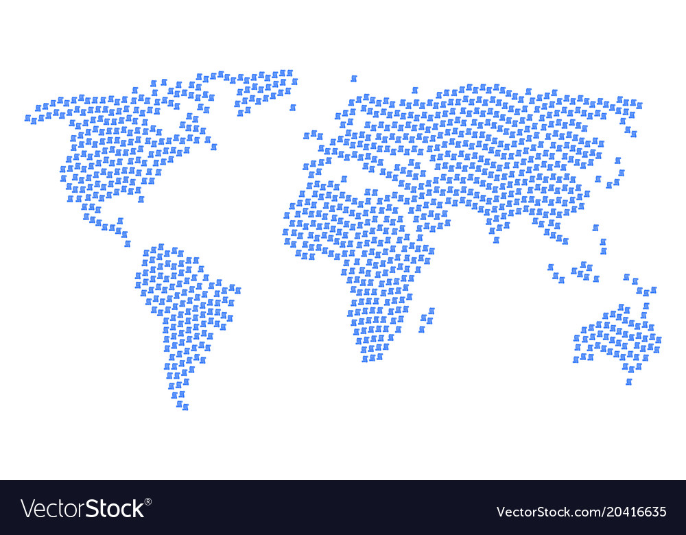 Global map collage of script roll icons