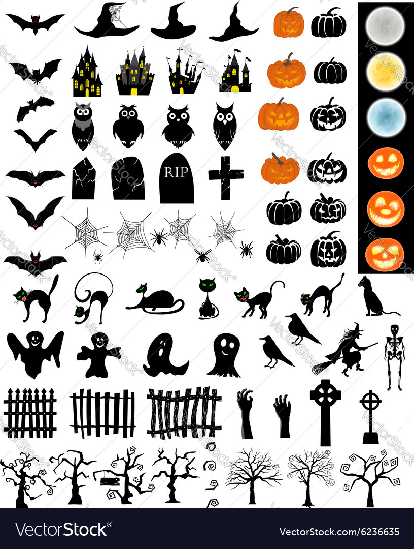 Halloween elements set Royalty Free Vector Image