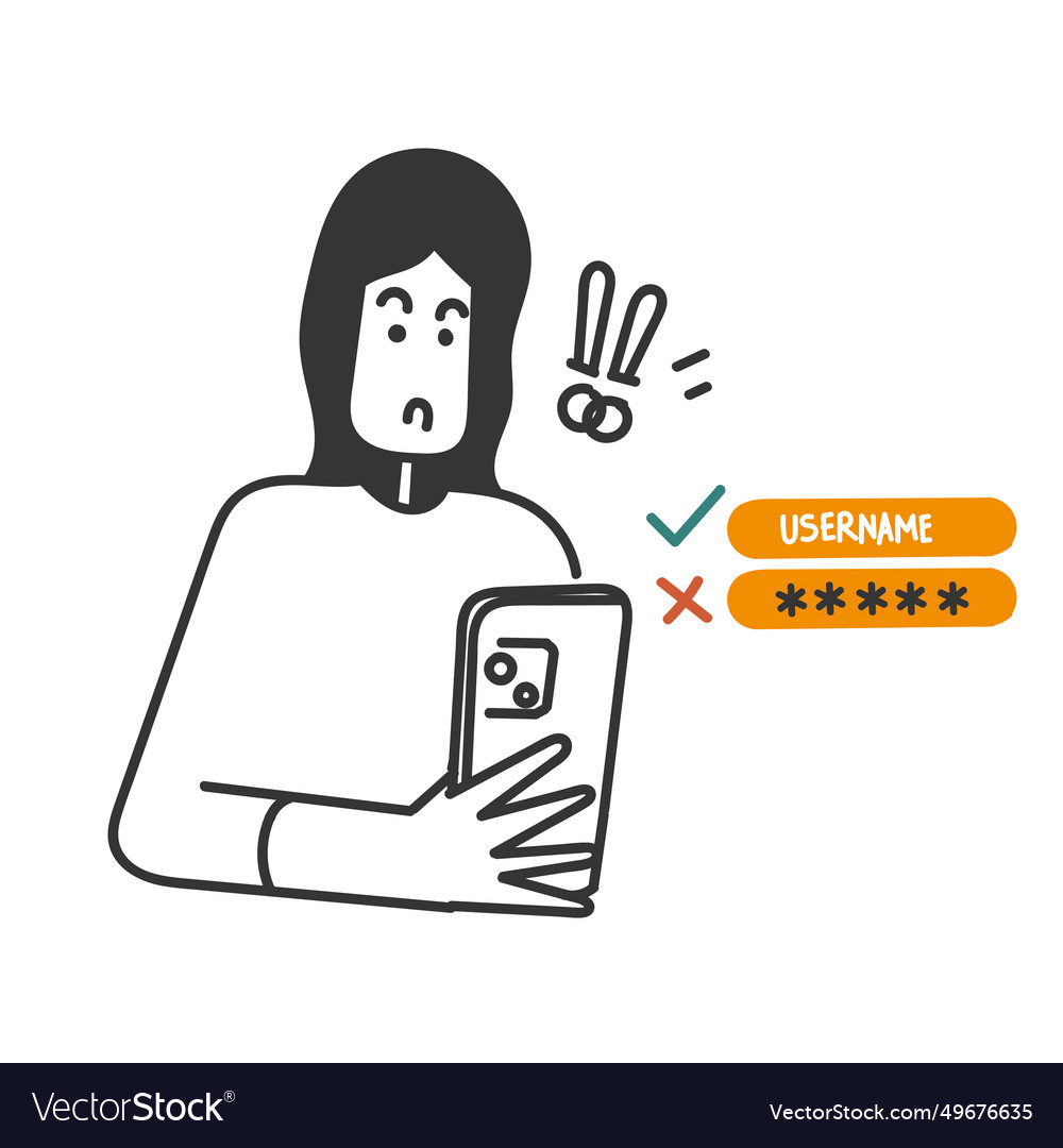 Hand drawn doodle entering wrong password Vector Image