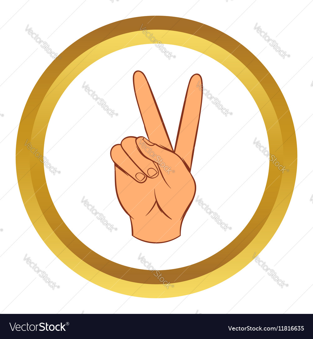 Hand with victory sign icon cartoon style Vector Image