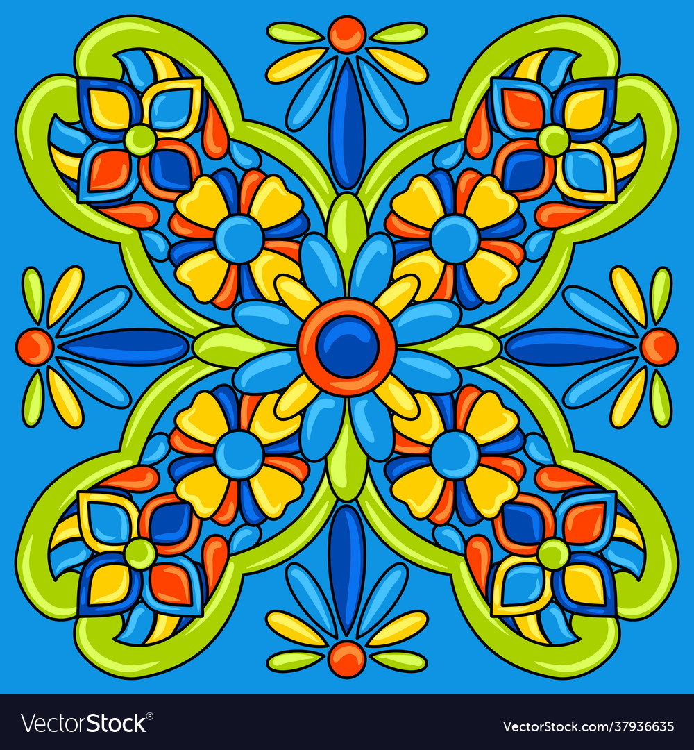 Mexican talavera ceramic tile pattern decoration Vector Image