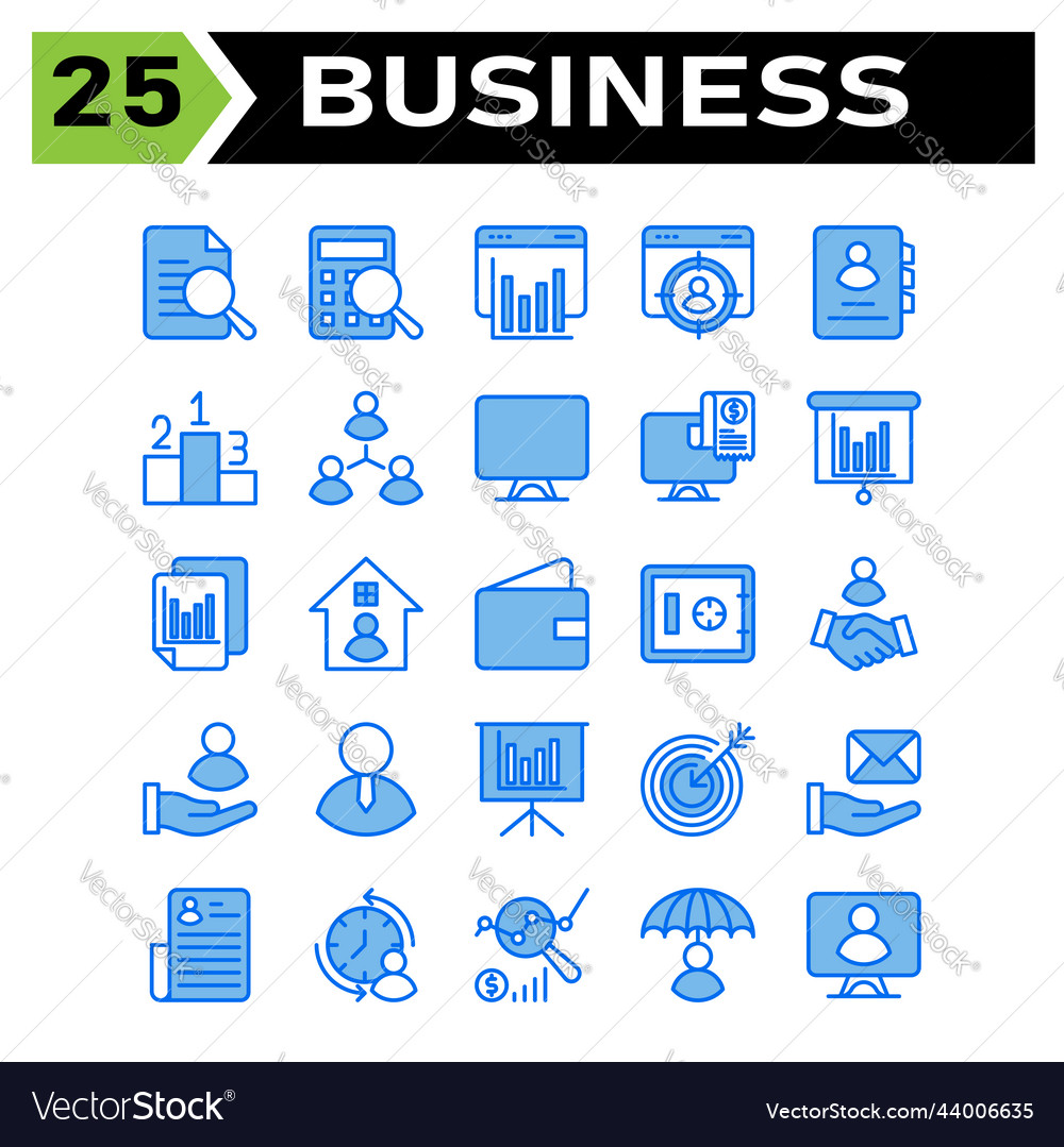 Office business icon set include document search vector image Office business icon set include document search