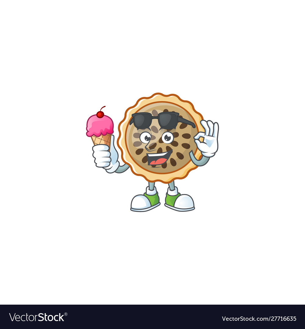 Pecan pie with ice cream cartoon character Vector Image