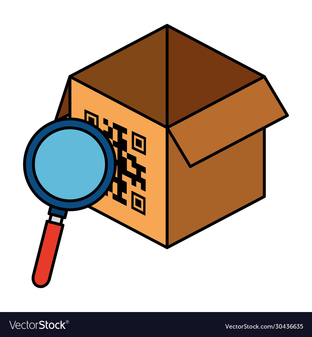 Qr code over box and lupe design
