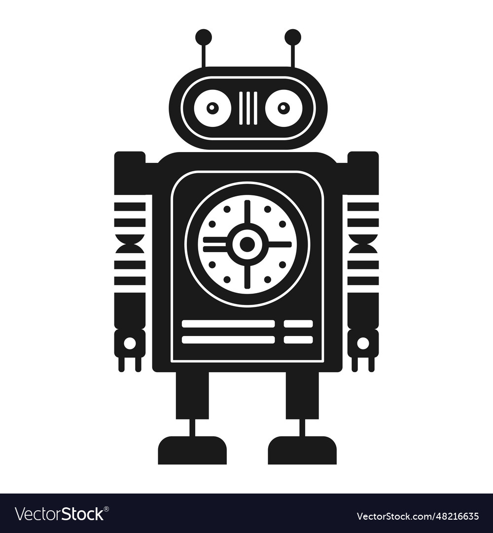 Retro robot mechanical toy in outline design