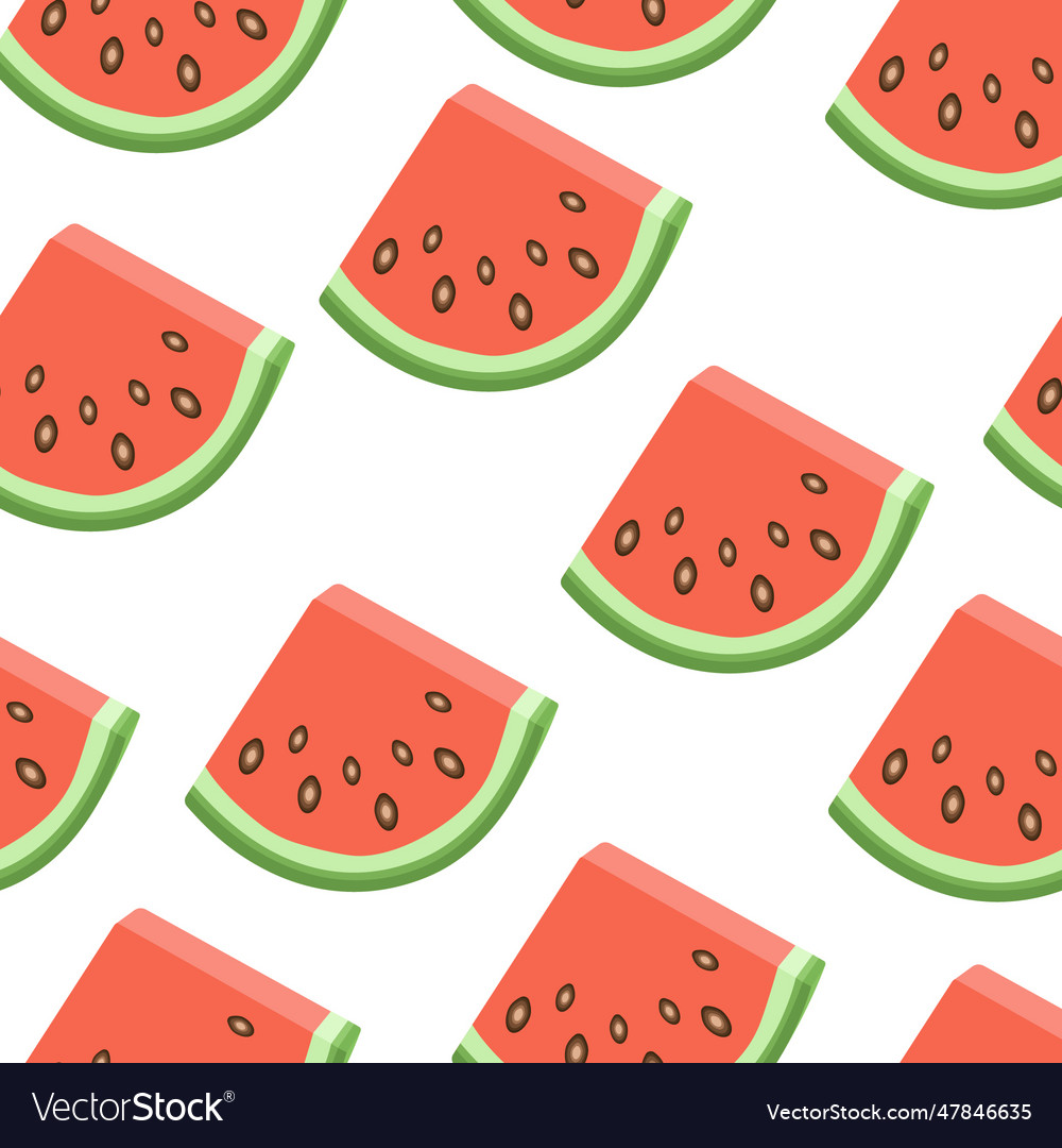 Seamless watermelon slice pattern vector image Seamless watermelon slice pattern