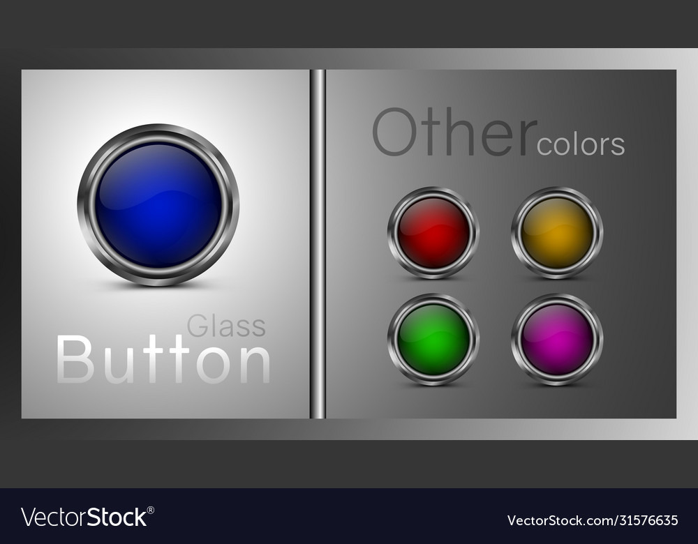 Set colored glass buttons Royalty Free Vector Image