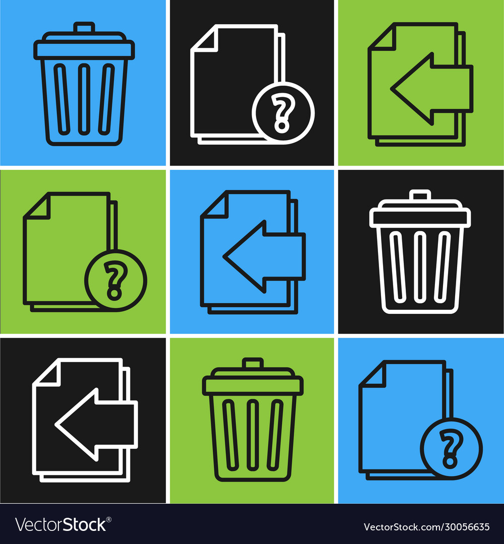 Set line trash can next page arrow and unknown vector image Set line trash can next page arrow and unknown