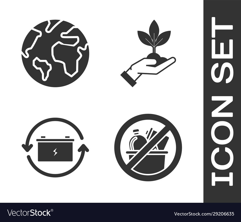 Set no trash earth globe battery with recycle