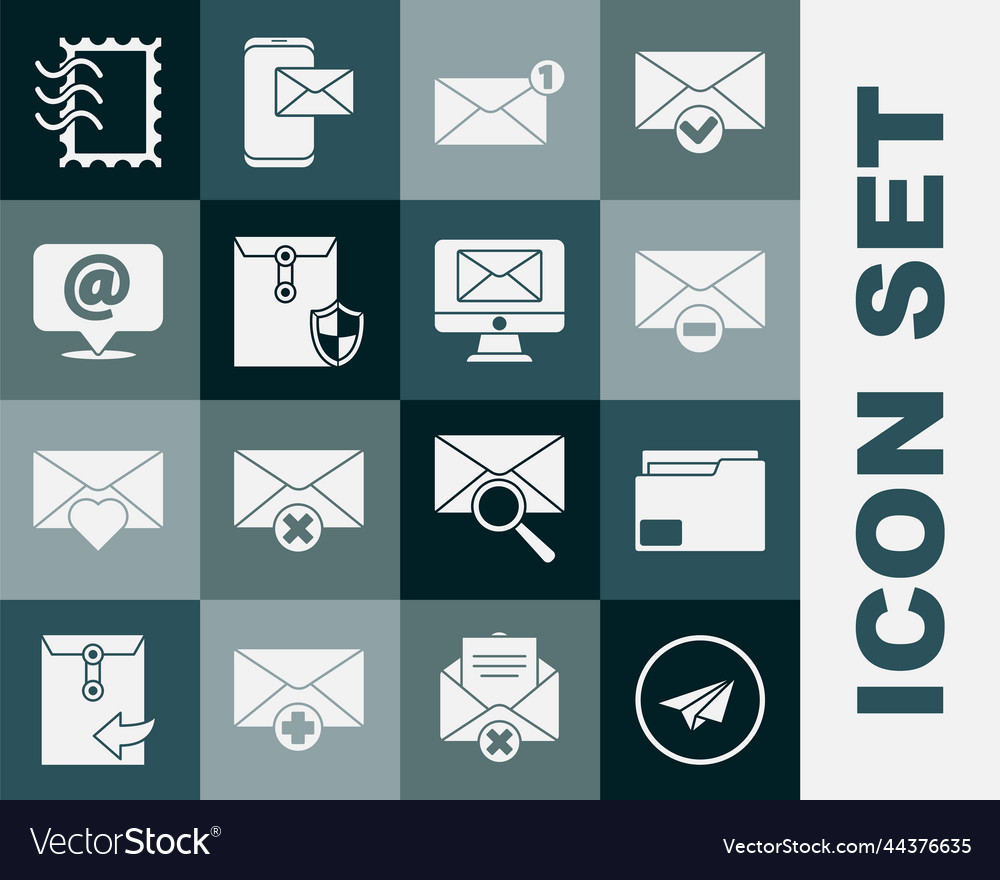 Set paper plane document folder delete envelope vector image Set paper plane document folder delete envelope