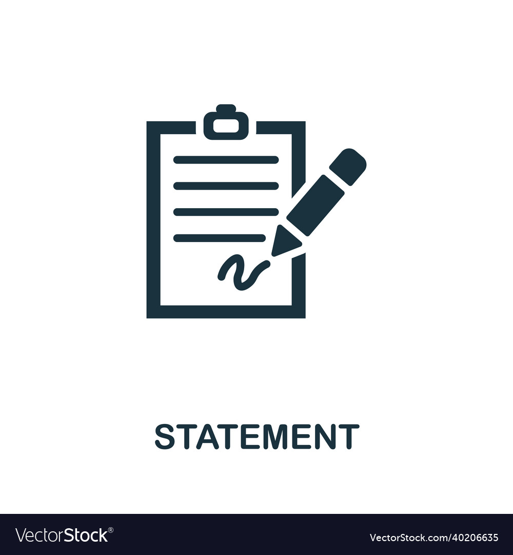 Statement icon monochrome simple element from vector image Statement icon monochrome simple element from